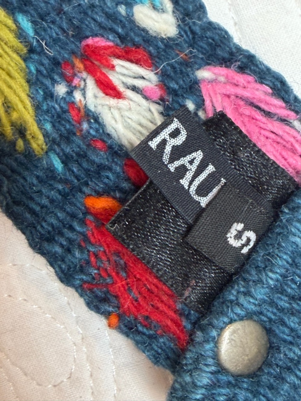 Jenny Krauss Embroidered Wool Belt Rainbow Leaves Cottage Core Size Small - Picture 6 of 6